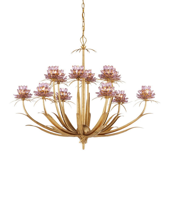 Currey and Company - 9000-1307 - 12 Light Chandelier - Marilee - Pink/Dutch Gold Leaf