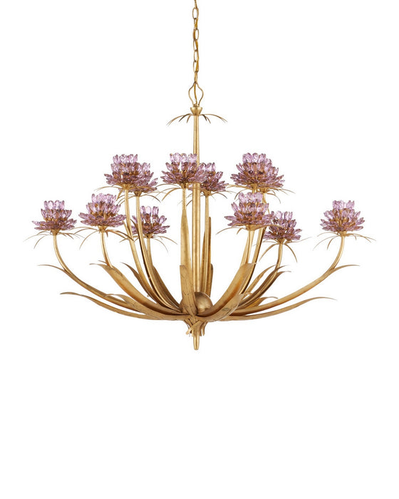 Currey and Company - 9000-1307 - 12 Light Chandelier - Marilee - Pink/Dutch Gold Leaf