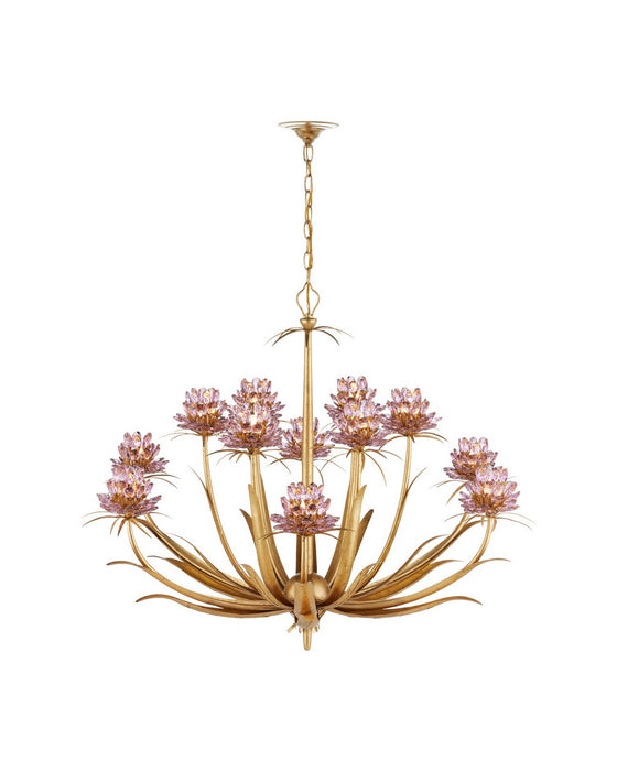 Currey and Company - 9000-1307 - 12 Light Chandelier - Marilee - Pink/Dutch Gold Leaf
