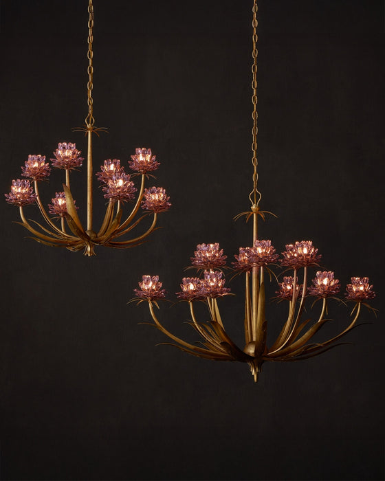 Currey and Company - 9000-1307 - 12 Light Chandelier - Marilee - Pink/Dutch Gold Leaf