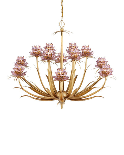 Marilee 12 Light Chandelier Pink/Dutch Gold Leaf
