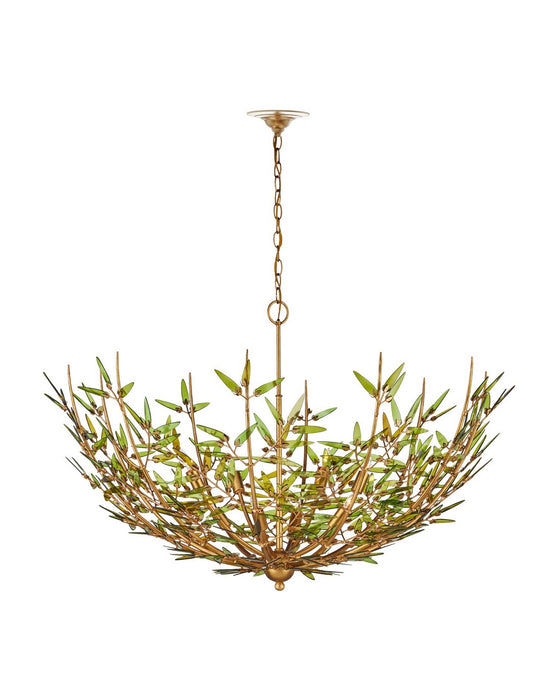 Currey and Company - 9000-1308 - Eight Light Chandelier - Babylon - Green/Contemporary Gold Leaf/Contemporary Gold