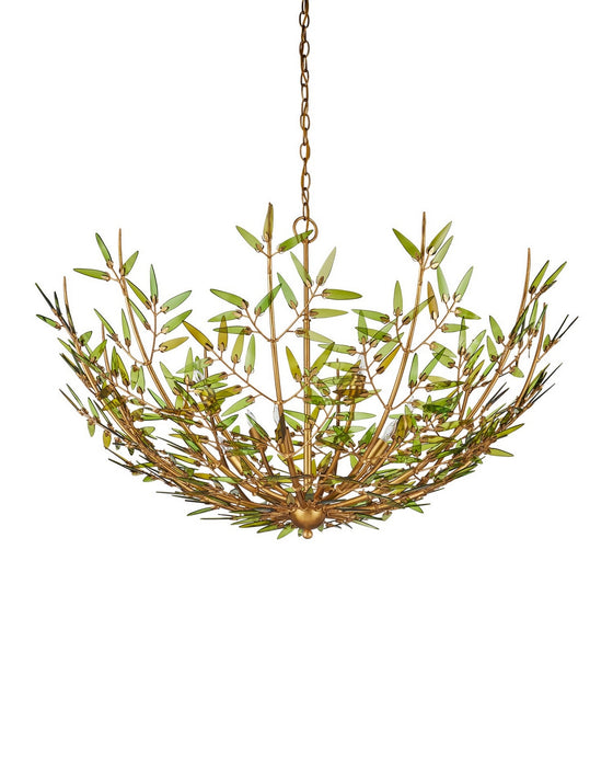 Currey and Company - 9000-1308 - Eight Light Chandelier - Babylon - Green/Contemporary Gold Leaf/Contemporary Gold