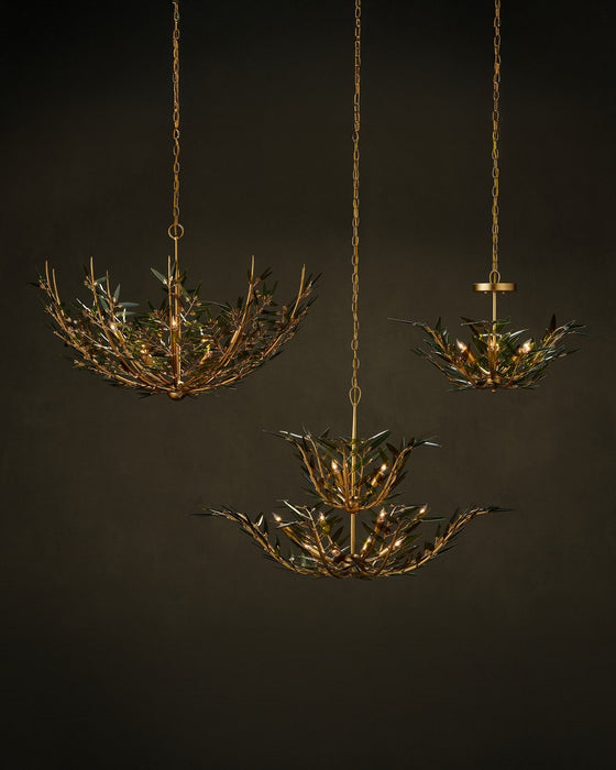 Currey and Company - 9000-1308 - Eight Light Chandelier - Babylon - Green/Contemporary Gold Leaf/Contemporary Gold
