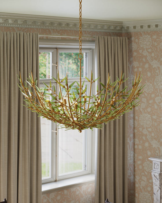 Currey and Company - 9000-1308 - Eight Light Chandelier - Babylon - Green/Contemporary Gold Leaf/Contemporary Gold