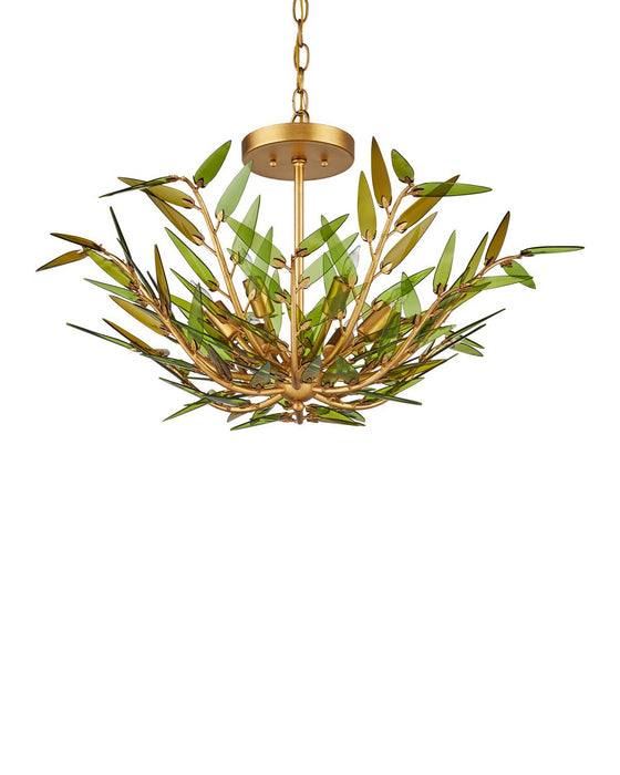 Currey and Company - 9000-1309 - Six Light Pendant - Babylon - Green/Contemporary Gold Leaf/Contemporary Gold