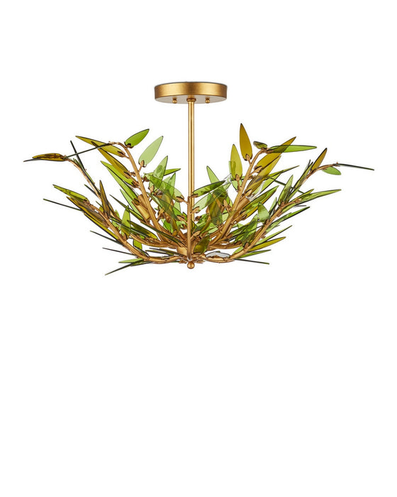 Currey and Company - 9000-1309 - Six Light Pendant - Babylon - Green/Contemporary Gold Leaf/Contemporary Gold