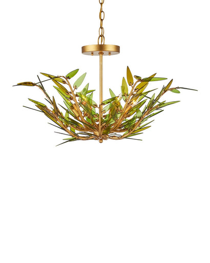 Babylon Six Light Pendant Green/Contemporary Gold Leaf/Contemporary Gold