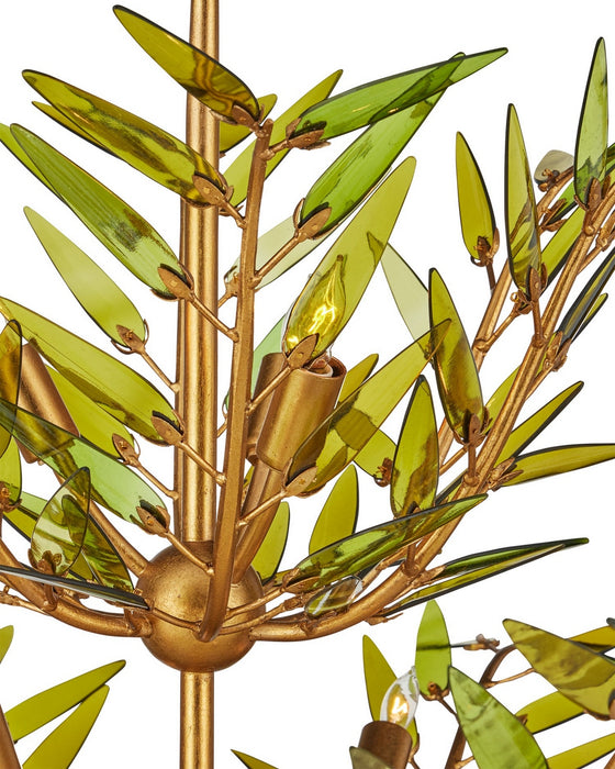 Currey and Company - 9000-1310 - 11 Light Chandelier - Babylon - Green/Contemporary Gold Leaf/Contemporary Gold