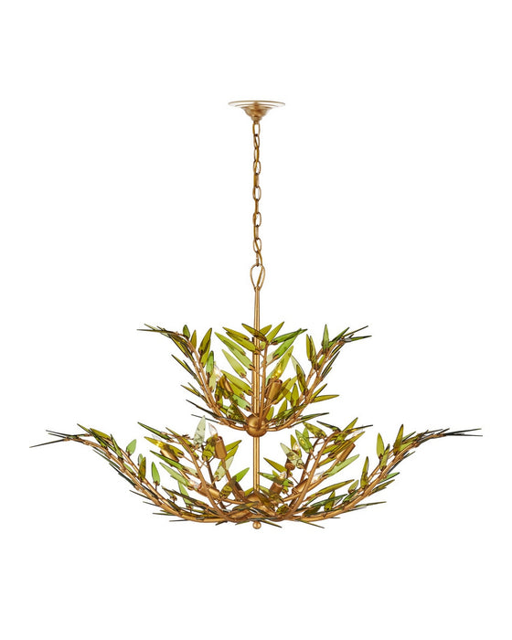 Currey and Company - 9000-1310 - 11 Light Chandelier - Babylon - Green/Contemporary Gold Leaf/Contemporary Gold