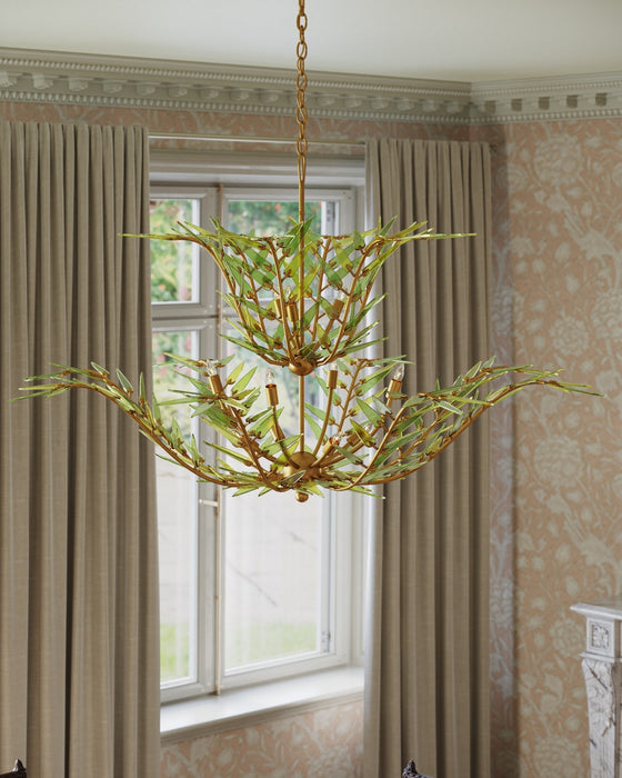 Currey and Company - 9000-1310 - 11 Light Chandelier - Babylon - Green/Contemporary Gold Leaf/Contemporary Gold