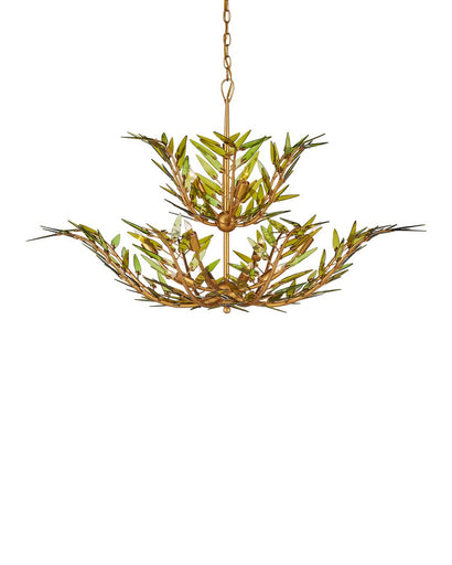 Babylon 11 Light Chandelier Green/Contemporary Gold Leaf/Contemporary Gold