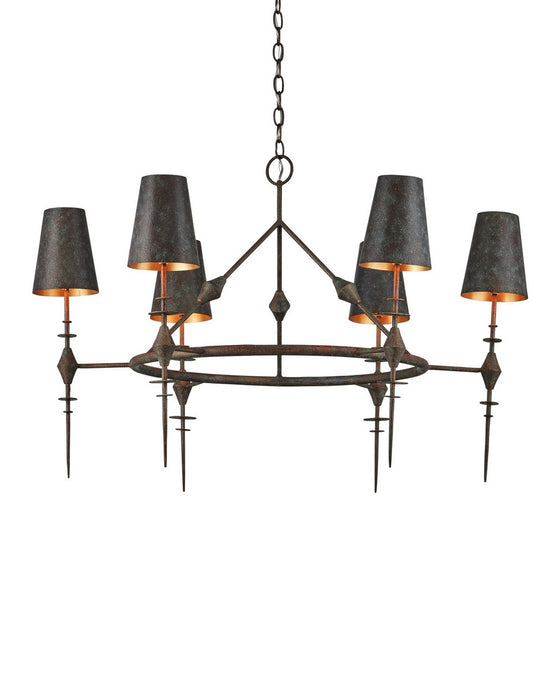 Currey and Company - 9000-1311 - Six Light Chandelier - Anselm - Verde Bronze/Contemporary Gold