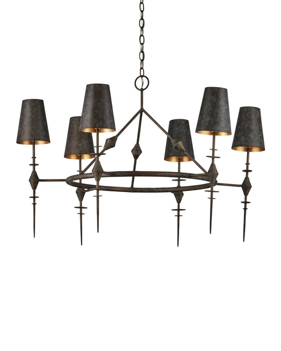 Currey and Company - 9000-1311 - Six Light Chandelier - Anselm - Verde Bronze/Contemporary Gold