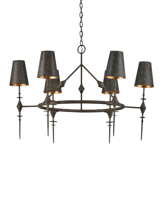 Currey and Company - 9000-1311 - Six Light Chandelier - Anselm - Verde Bronze/Contemporary Gold