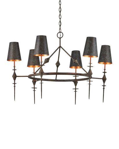Anselm Six Light Chandelier Verde Bronze/Contemporary Gold