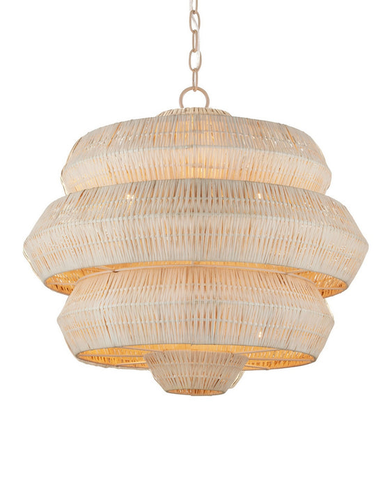 Currey and Company - 9000-1316 - Three Light Chandelier - Antibes - Bleached Natural/Snow White