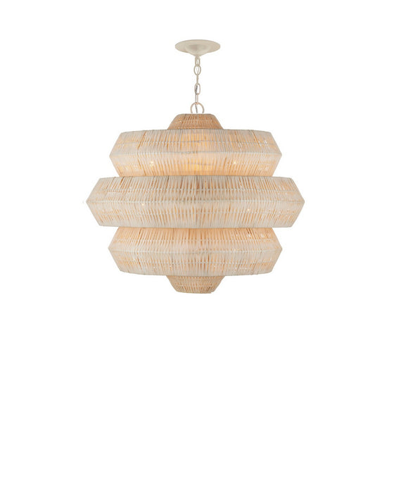 Currey and Company - 9000-1316 - Three Light Chandelier - Antibes - Bleached Natural/Snow White