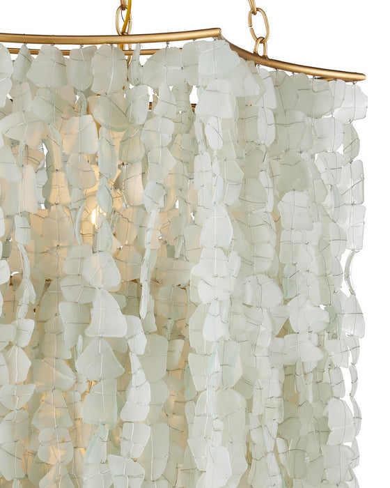 Currey and Company - 9000-1319 - Six Light Chandelier - Verre de Mer - Seaglass/Contemporary Gold