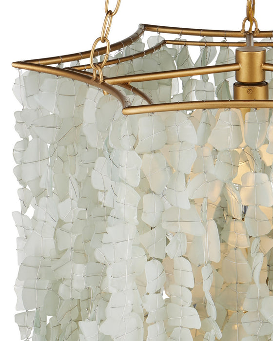 Currey and Company - 9000-1319 - Six Light Chandelier - Verre de Mer - Seaglass/Contemporary Gold