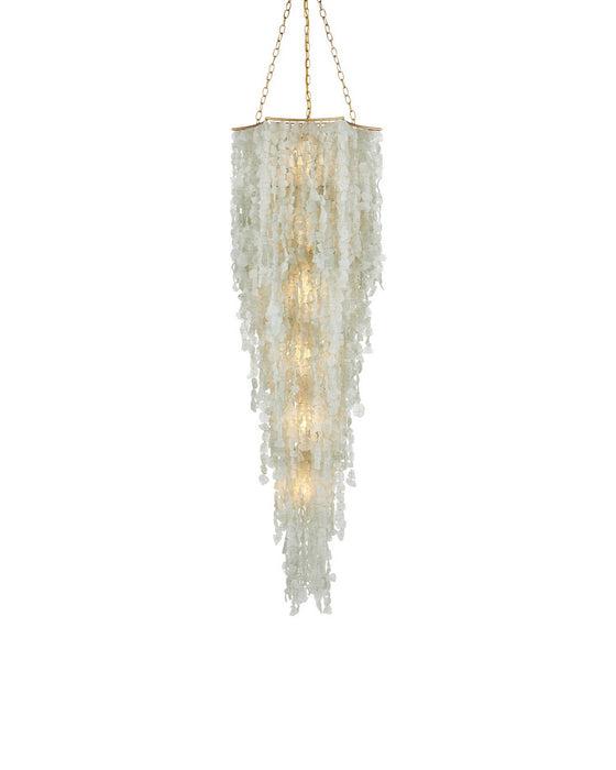 Currey and Company - 9000-1319 - Six Light Chandelier - Verre de Mer - Seaglass/Contemporary Gold