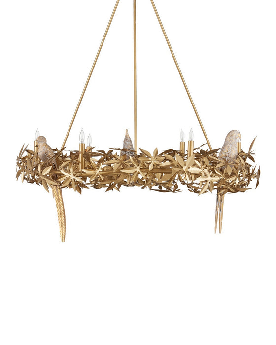 Currey and Company - 9000-1320 - Six Light Chandelier - Aviary - Swedish Gold