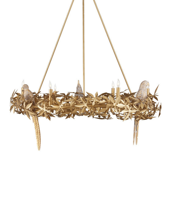 Currey and Company - 9000-1320 - Six Light Chandelier - Aviary - Swedish Gold
