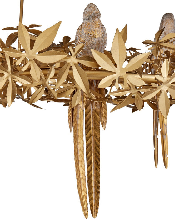 Currey and Company - 9000-1320 - Six Light Chandelier - Aviary - Swedish Gold
