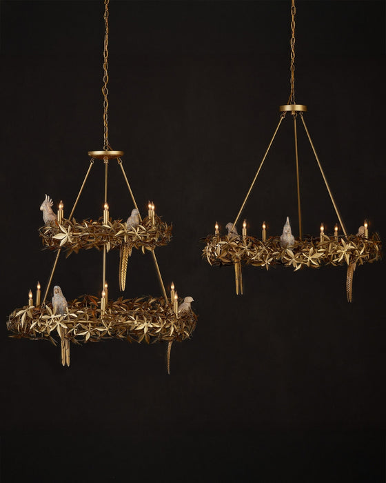 Currey and Company - 9000-1320 - Six Light Chandelier - Aviary - Swedish Gold