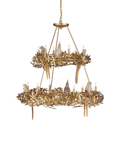 Aviary 12 Light Chandelier Swedish Gold