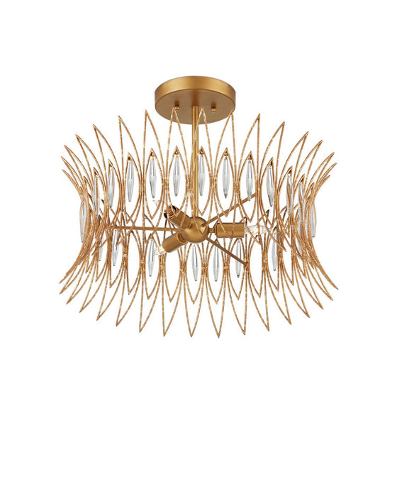 Currey and Company - 9000-1325 - Three Light Flush Mount - Marquise - Clear/Luxor Gold