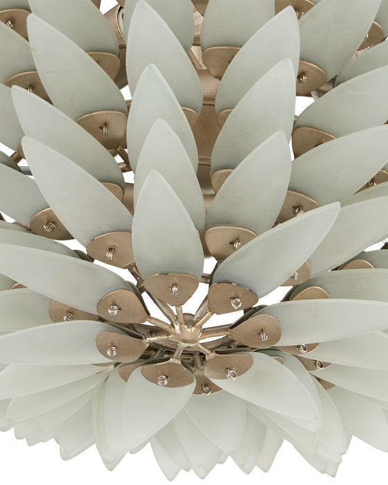 Currey and Company - 9000-1326 - Three Light Semi-Flush Mount - Dahlia - Frosted/Contemporary Silver