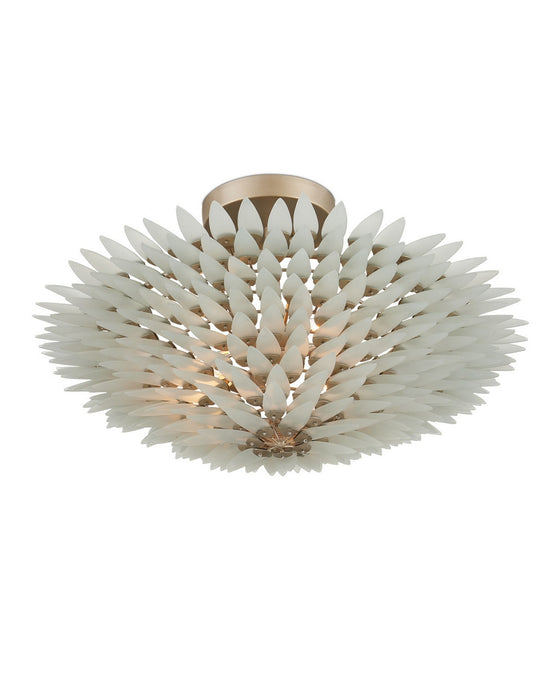 Currey and Company - 9000-1326 - Three Light Semi-Flush Mount - Dahlia - Frosted/Contemporary Silver