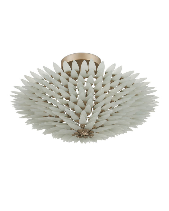 Currey and Company - 9000-1326 - Three Light Semi-Flush Mount - Dahlia - Frosted/Contemporary Silver