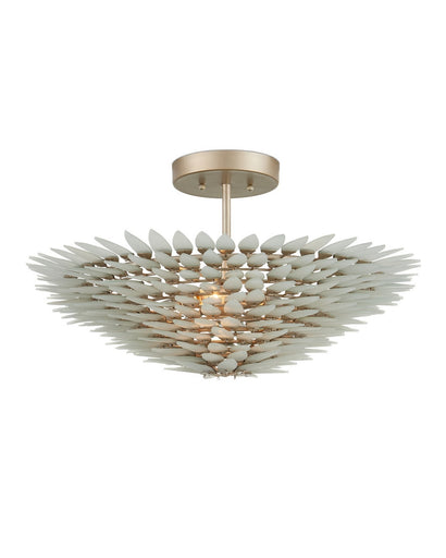 Dahlia Three Light Semi-Flush Mount Frosted/Contemporary Silver