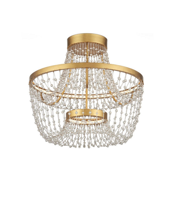 Currey and Company - 9000-1327 - LED Semi-Flush Mount - Mademoiselle - Clear/Contemporary Gold Leaf/Contemporary Gold