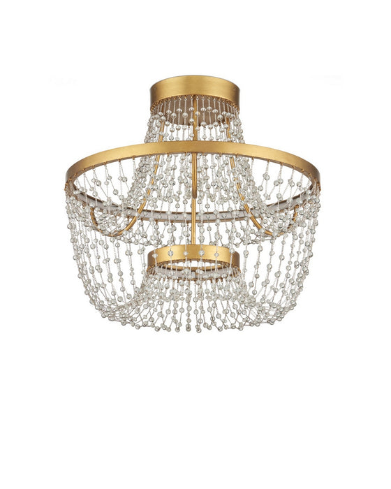 Currey and Company - 9000-1327 - LED Semi-Flush Mount - Mademoiselle - Clear/Contemporary Gold Leaf/Contemporary Gold