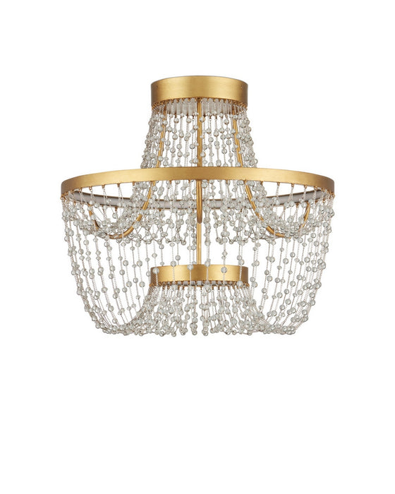 Currey and Company - 9000-1327 - LED Semi-Flush Mount - Mademoiselle - Clear/Contemporary Gold Leaf/Contemporary Gold