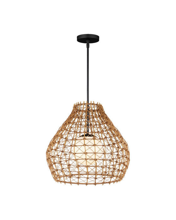 Currey and Company - 9500-0014 - One Light Pendant - Bly - Natural/Black/Frosted White