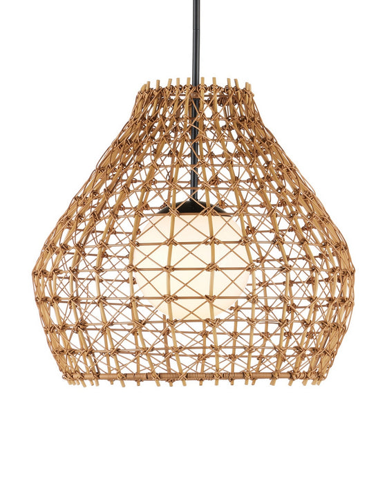 Currey and Company - 9500-0014 - One Light Pendant - Bly - Natural/Black/Frosted White