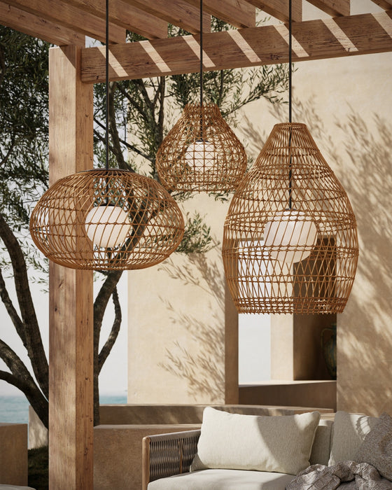 Currey and Company - 9500-0014 - One Light Pendant - Bly - Natural/Black/Frosted White