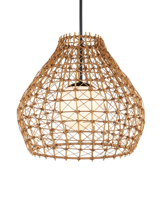Currey and Company - 9500-0014 - One Light Pendant - Bly - Natural/Black/Frosted White