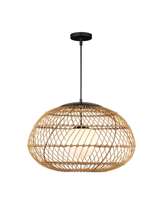 Currey and Company - 9500-0015 - One Light Pendant - Carriage - Natural/Black/Frosted White