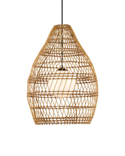 Fishtrap One Light Pendant Natural/Black/Frosted White