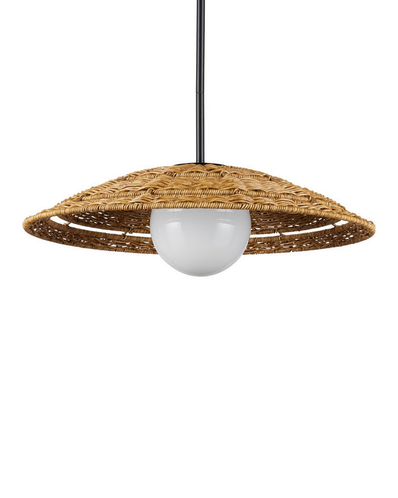 Currey and Company - 9500-0017 - One Light Pendant - Barbary - Natural/Black/Frosted White