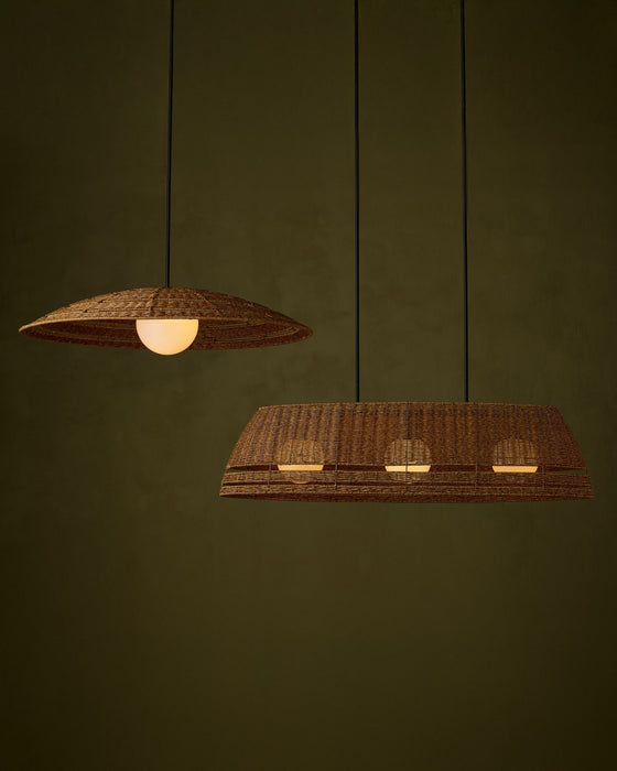 Currey and Company - 9500-0017 - One Light Pendant - Barbary - Natural/Black/Frosted White
