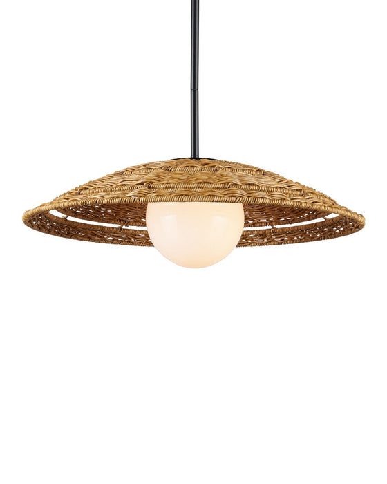 Currey and Company - 9500-0017 - One Light Pendant - Barbary - Natural/Black/Frosted White