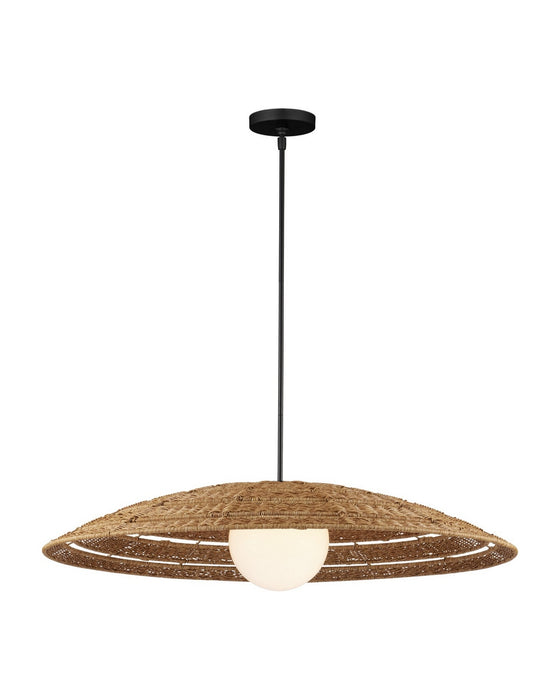 Currey and Company - 9500-0018 - One Light Pendant - Barbary - Natural/Black/Frosted White