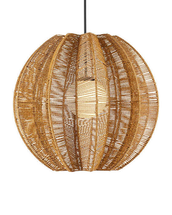 Currey and Company - 9500-0019 - One Light Pendant - Barbary - Natural/Black/Frosted White