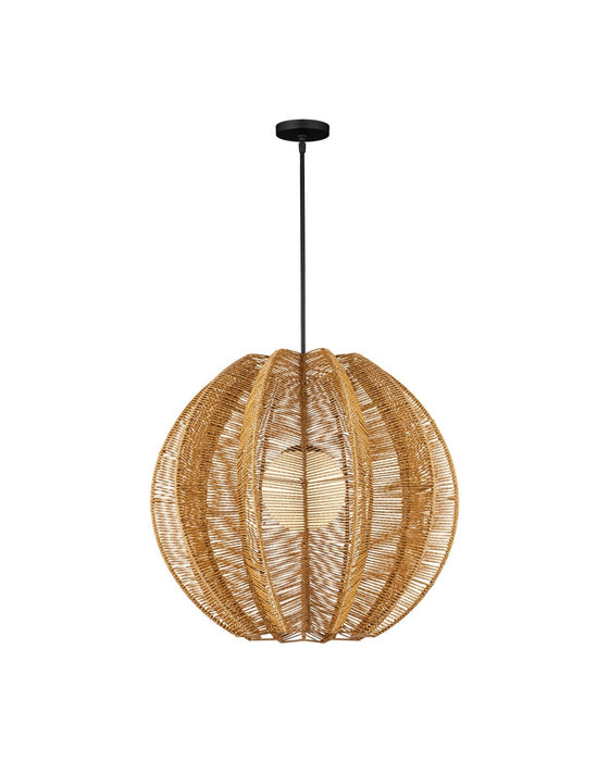 Currey and Company - 9500-0019 - One Light Pendant - Barbary - Natural/Black/Frosted White